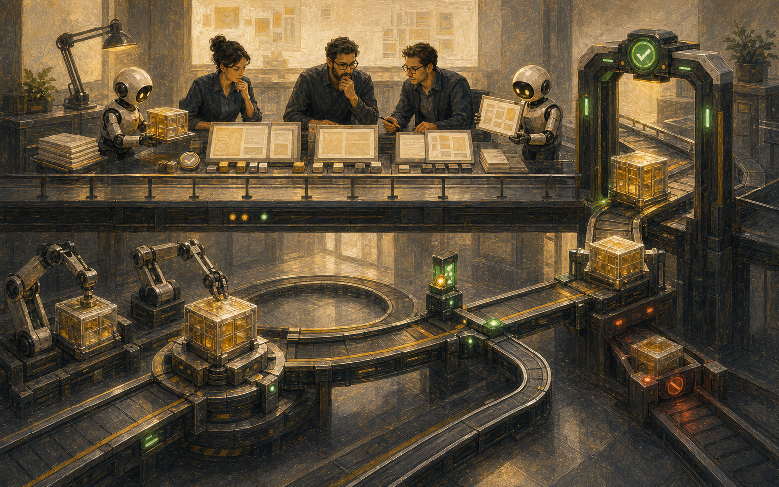 Software factory human review bridge before the merge gate