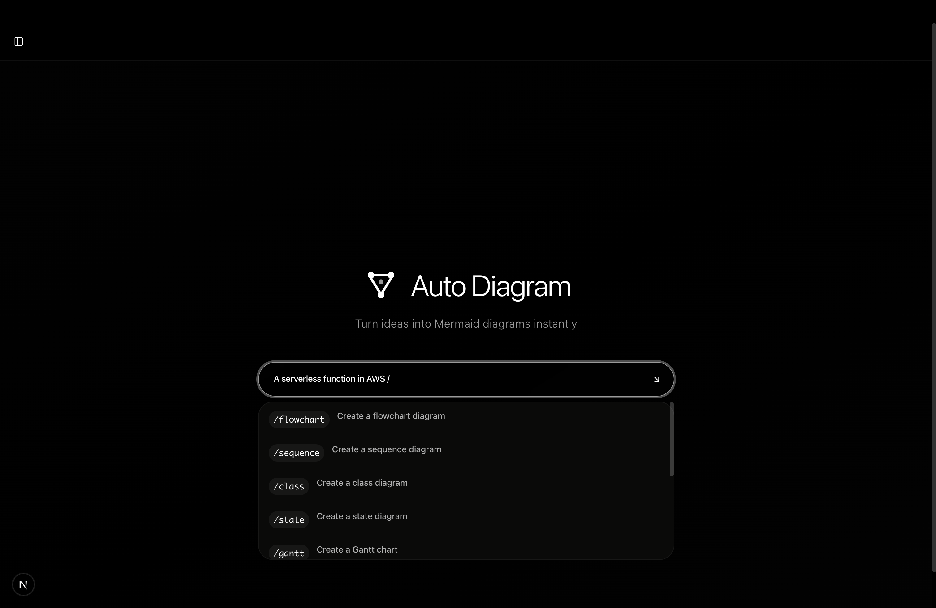 Auto Diagram with Command Suggestions