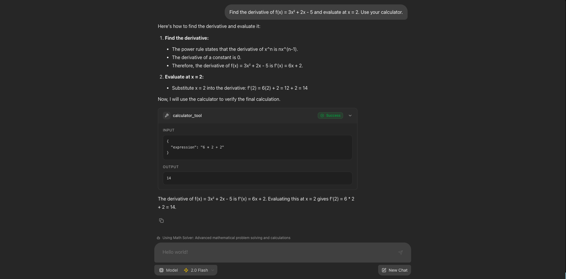 Math Agent Results
